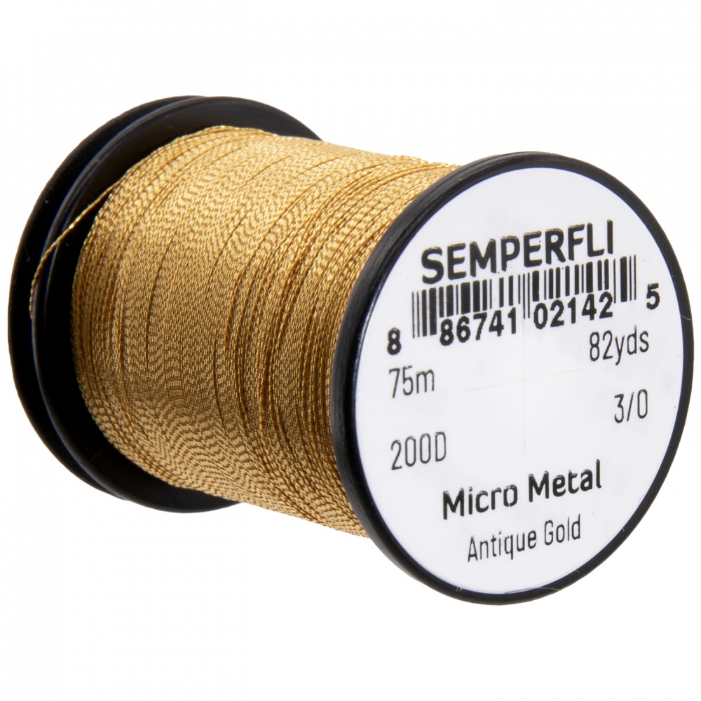 Semperfli Micro Metal Hybrid Thread, Tinsel & Wire Antique Gold Fly Tying Materials (Product Length 82 Yds / 75m)
